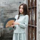 Set: Traditional Chinese Top + Midi Skirt