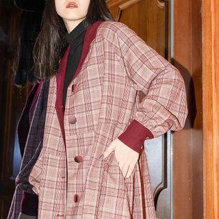 Plaid Midi Button-up Coat