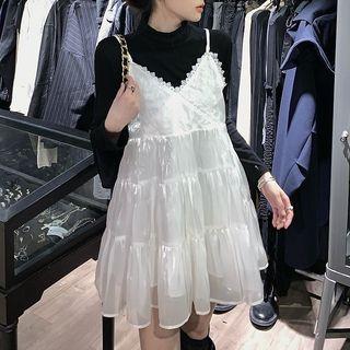 Strappy A-line Dress / Fleece Zip Jacket