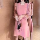 Long-sleeve Frill Trim Knit Dress