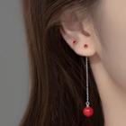 Bead Drop Earring 1 Pair - Red & Silver - One Size
