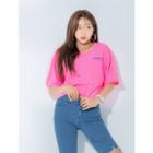 Plus Size Letter-printed Neon-color T-shirt