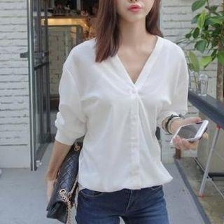 Bow Back V-neck Blouse