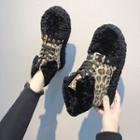 Leopard Lace-up Short Snow Boots