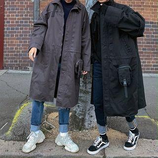 Buckled Distressed Zip Coat