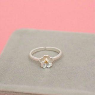 925 Sterling Silver Flower Open Ring Ring - Sakura - One Size