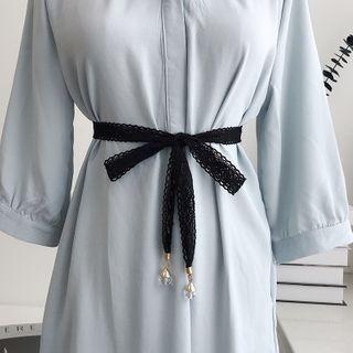 Faux Pearl Fabric Slim Belt