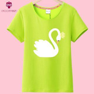 Swan Print Short Sleeve T-shirt