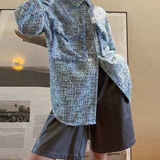 Fray Hem Tweed Shirt