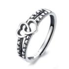Sterling Silver Hollow Heart Ring B198j - Silver - One Size