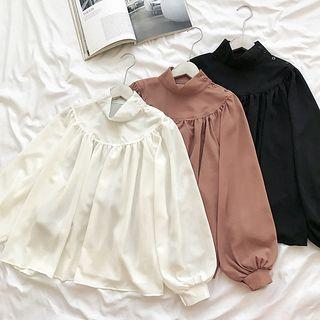Mock Neck Long-sleeve Chiffon Blouse