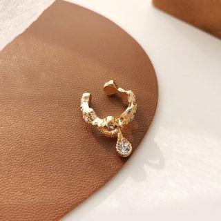 Rhinestone Dangle Earring 1 Pc - Earrings - Gold - One Size
