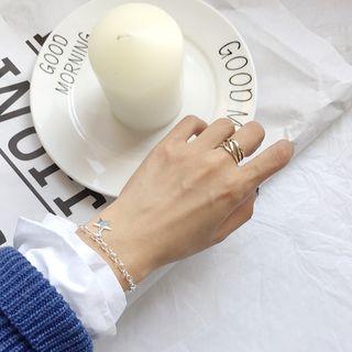 925 Sterling Silver Star Bracelet S008 - Star Bracelet - One Size