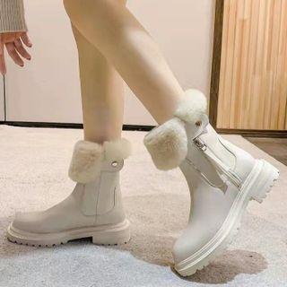 Fluffy Panel Short Boots