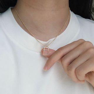 Lock Acrylic Pendant Alloy Choker Gold - One Size