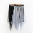 Star Sequin Asymmetrical Mesh Skirt