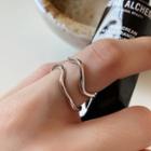 Layered Alloy Ring 1 Pc - J1073 - Silver - One Size