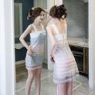 Wide-strap Gradient Mini Dress