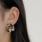 Leopard Print Bow Stud Earring 1 Pair - Leopard - Khaki - One Size