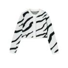 Zebra Print Cropped Cardigan Black & White - One Size