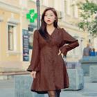 Tie-waist Faux-suede Shirtdress