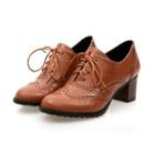 Chunky-heel Cutout Lace-up Sneakers