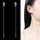 Zigzag Chained Earring 1 Pair - Sterling Silver Needle - Threader Earring - One Size