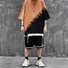 Color-block Embroider Letter Top