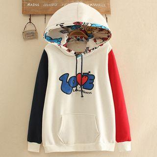 Printed Color Block Hoodie