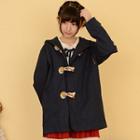 Embroidered Hooded Toggle Coat