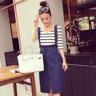 Strappy Denim Midi Skirt