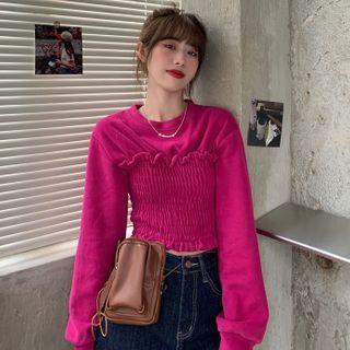 Shirred Crop Sweatshirt - 4 Colors