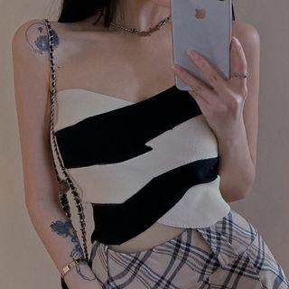 Two Tone Tube Top Almond - One Size