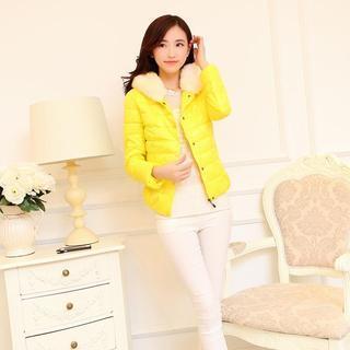 Faux Fur Trim Hooded Padded Jacket