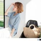 V-neck Buttoned Front Chiffon Top