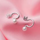 925 Sterling Silver Faux Pearl End Earring As Shown In Figure - One Size
