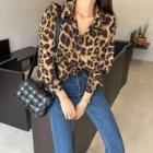 Dip-back Leopard Shirt Brown - One Size