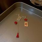 Asymmetrical Chinese Character Drop Earring 1 Pair - Gold & Red - One Size