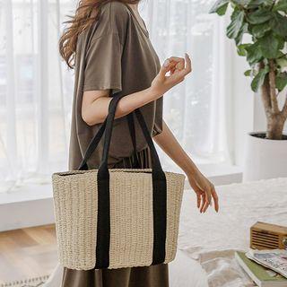 Drawstring Rattan Tote Bag