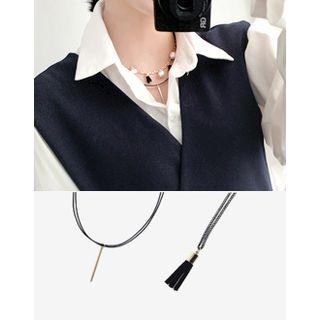 Metallic Faux-leather Necklace