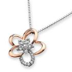 18k Rose And White Gold Flower Star Diamond Accents Pendant (1/3 Cttw) (free 925 Silver Box Chain, 16)