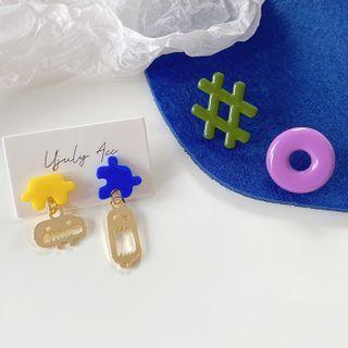 Puzzle / Symbol Monster Asymmetrical Alloy Dangle Earring