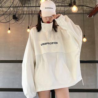 Turtleneck Placket Letter Sweatshirt