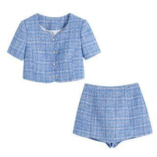 Short-sleeve Tweed Top / Skorts