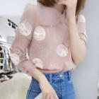 3/4-sleeve Bow Accent Chiffon Blouse