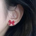 Bow Earring 1093a - 1 Pair - Red - One Size
