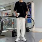 Elbow-sleeve Plain T-shirt / Cropped Harem Pants / Set
