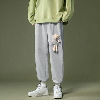 Bear Detail Cropped Harem Pants