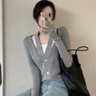 Slim-fit Mock Two-piece Knit Top