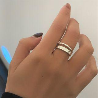 Layered Sterling Silver Ring J1763 - Silver - One Size